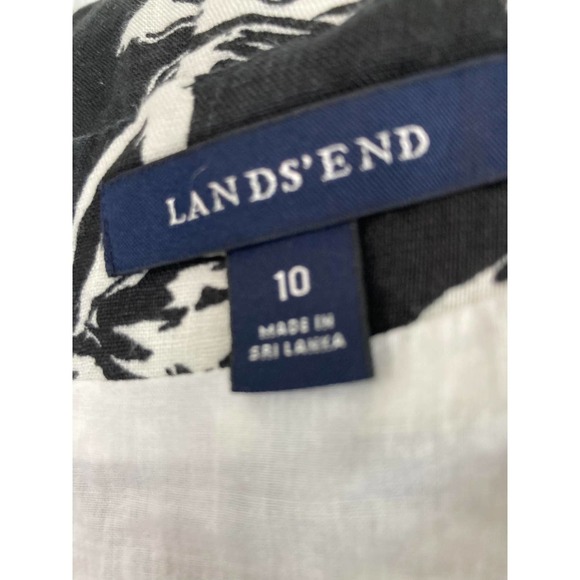 Lands' End Women's Black & White Floral  Sleeveless Dress, Size 10 - Picture 4 of 11